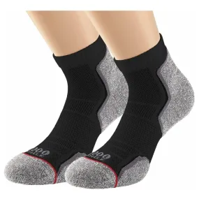 1000 Mile Repreve Single Layer Twin Pack Mens Running Socks - Black