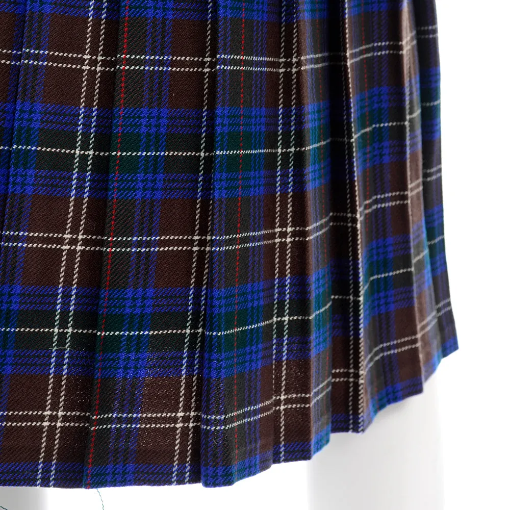 1960s Peck & Peck Vintage Blue & Brown Tartan Kilt Skirt