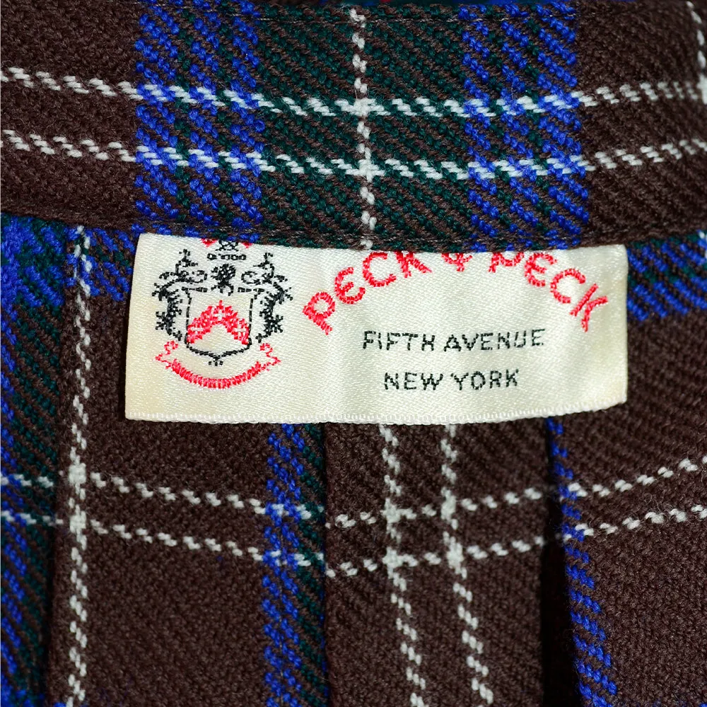 1960s Peck & Peck Vintage Blue & Brown Tartan Kilt Skirt