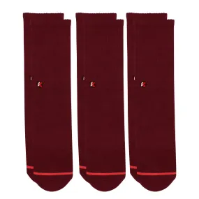 3 Pack Maroon Crew Sock