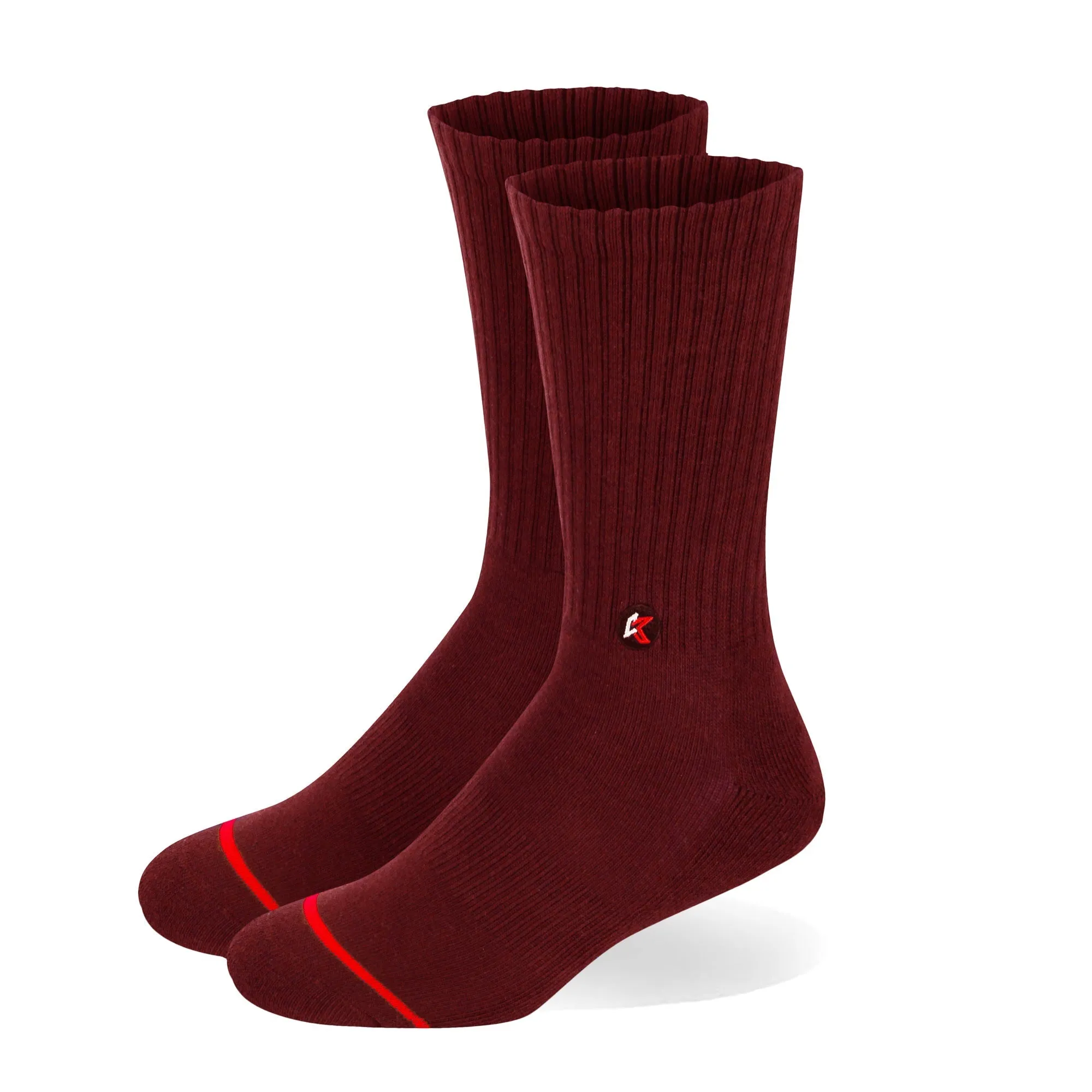 3 Pack Maroon Crew Sock