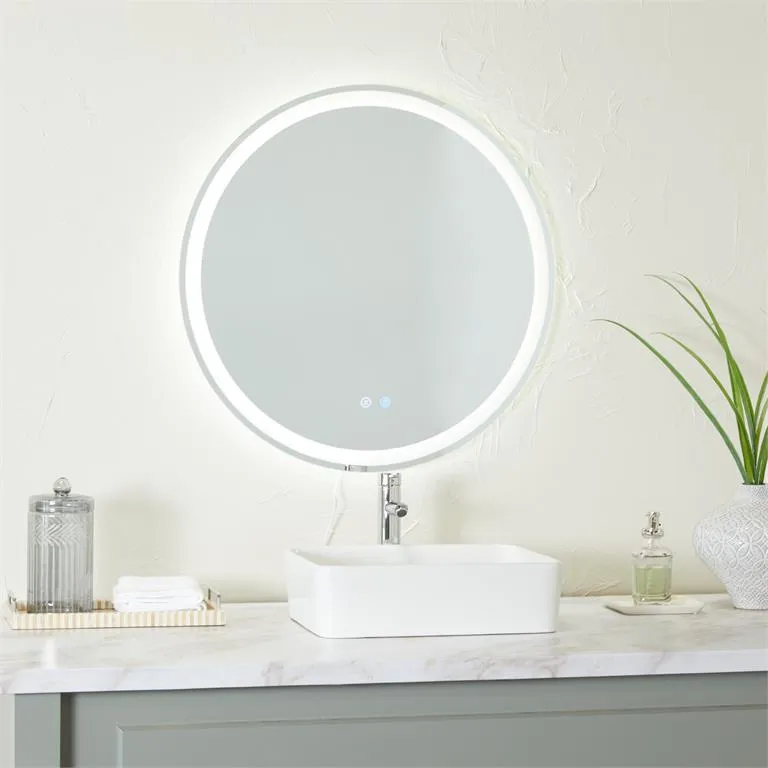 30” SILVER GLASS ANTI FOG MIRROR WITH LED LIGHT