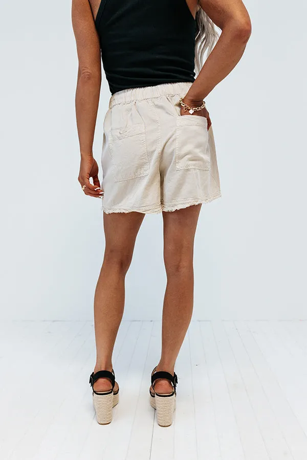 Afternoon Sail High Waist Shorts In Beige