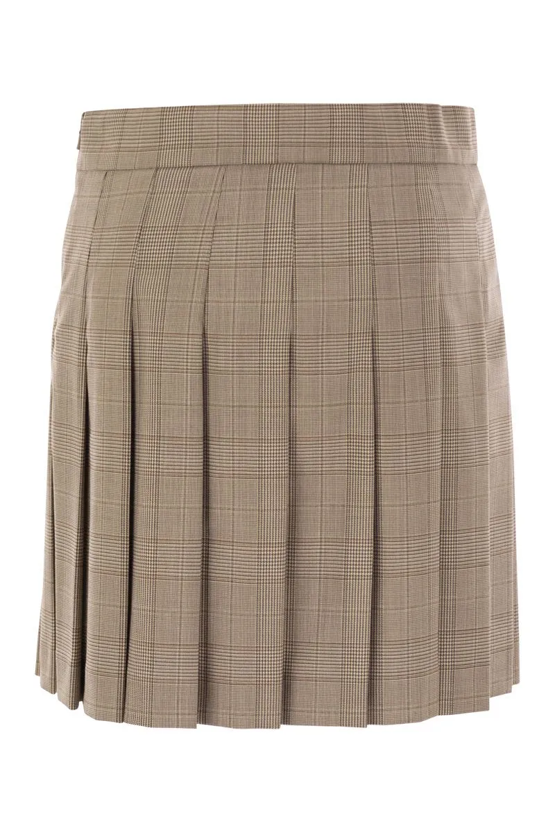 ALCUNO - PLEATED SHORT SKIRT IN WOOL BLEND