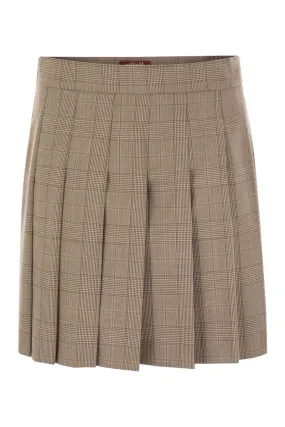 ALCUNO - PLEATED SHORT SKIRT IN WOOL BLEND