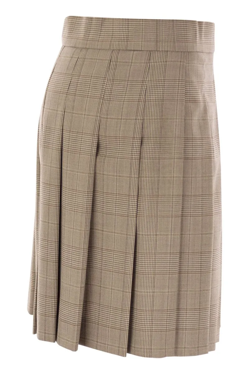 ALCUNO - PLEATED SHORT SKIRT IN WOOL BLEND