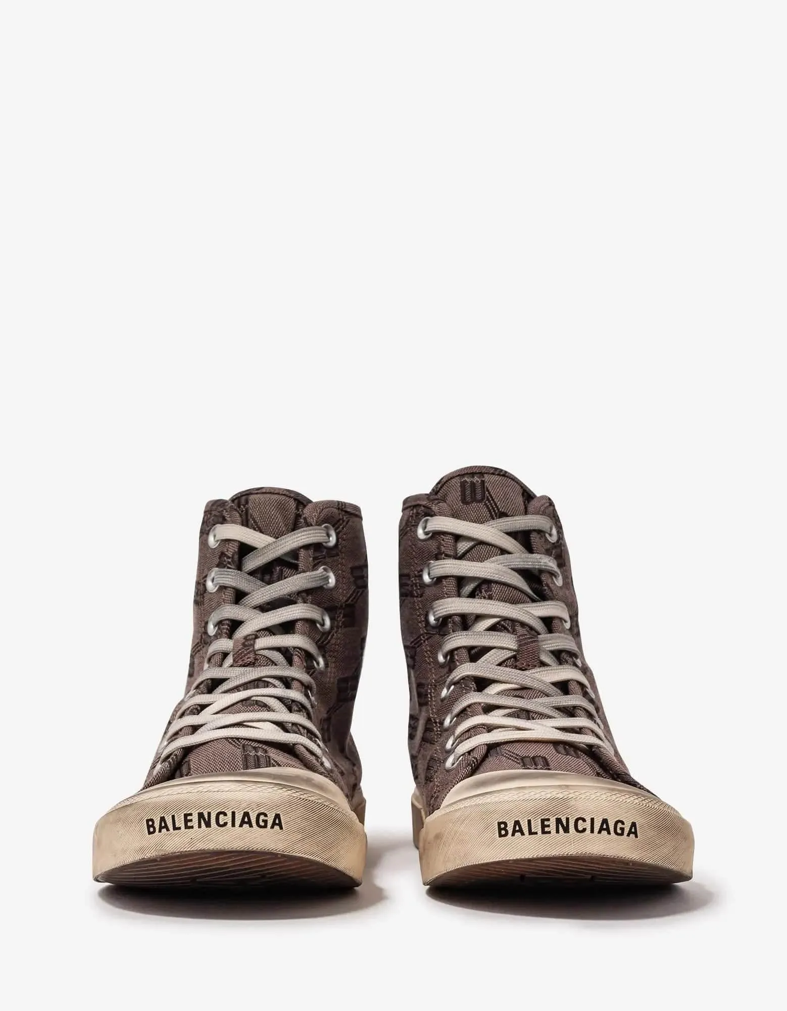 Balenciaga Dark Mink Grey BB Monogram Paris High Top Trainers