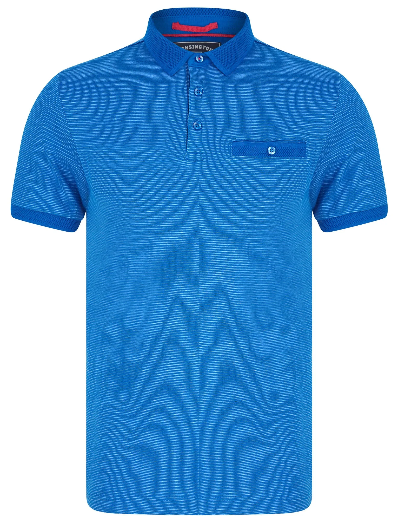 Bardell Cotton Jacquard Polo Shirt with Chest Pocket In Cobalt Skydiver - Kensington Eastside