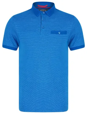 Bardell Cotton Jacquard Polo Shirt with Chest Pocket In Cobalt Skydiver - Kensington Eastside