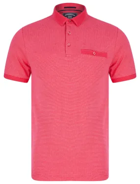 Bardell Cotton Jacquard Polo Shirt with Chest Pocket In Raspberry - Kensington Eastside