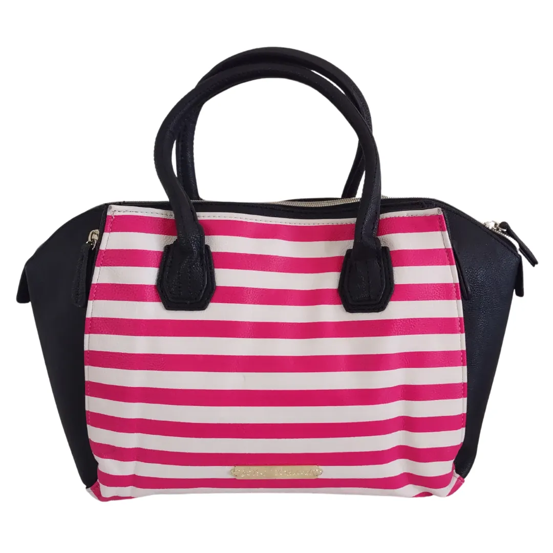 Betsey Johnson Handbag Black Pink White Stripes