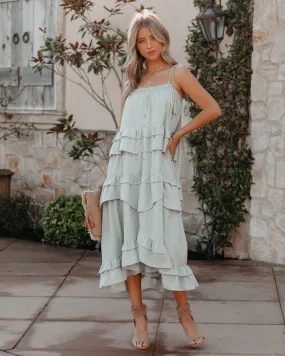 Brisbane Tiered Tassel Midi Dress - Sage