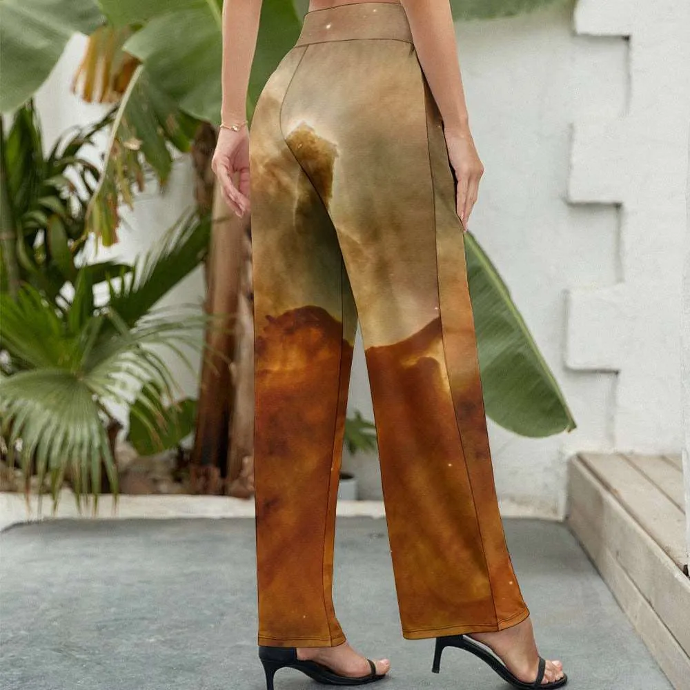 Brown Marble Women's Wide Leg Pants