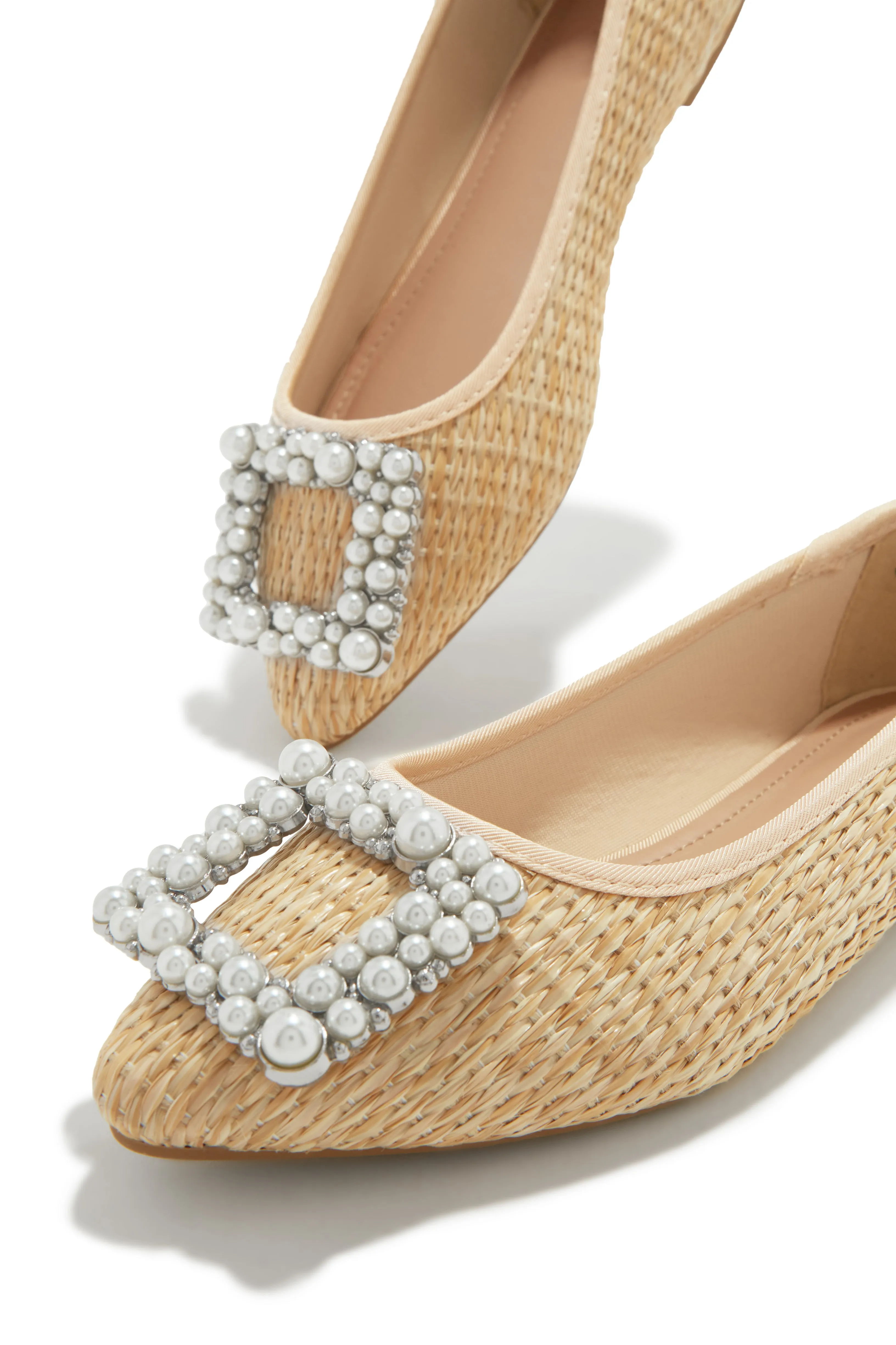 Brynn Faux-Pearl Detailed Flats - Natural