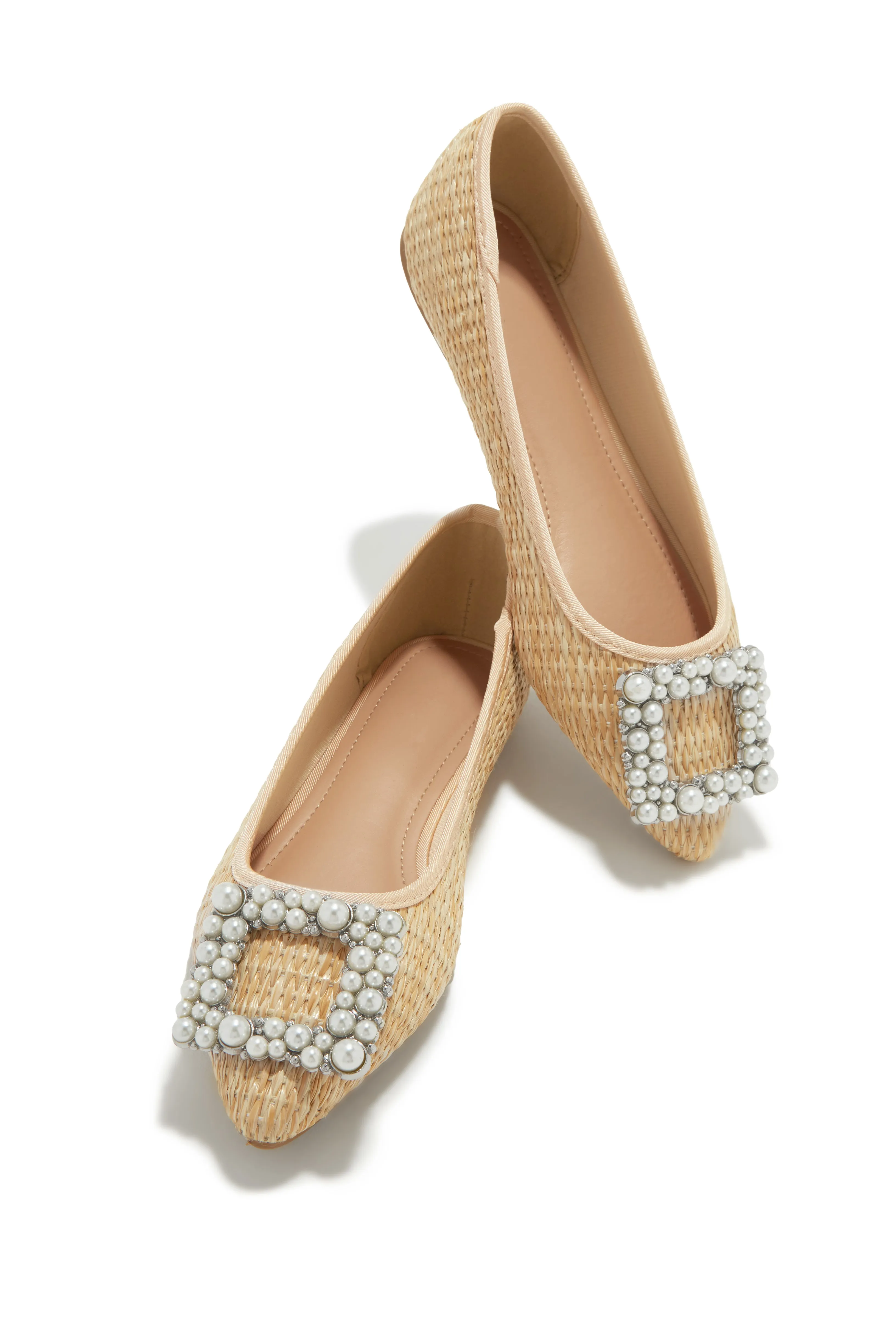 Brynn Faux-Pearl Detailed Flats - Natural