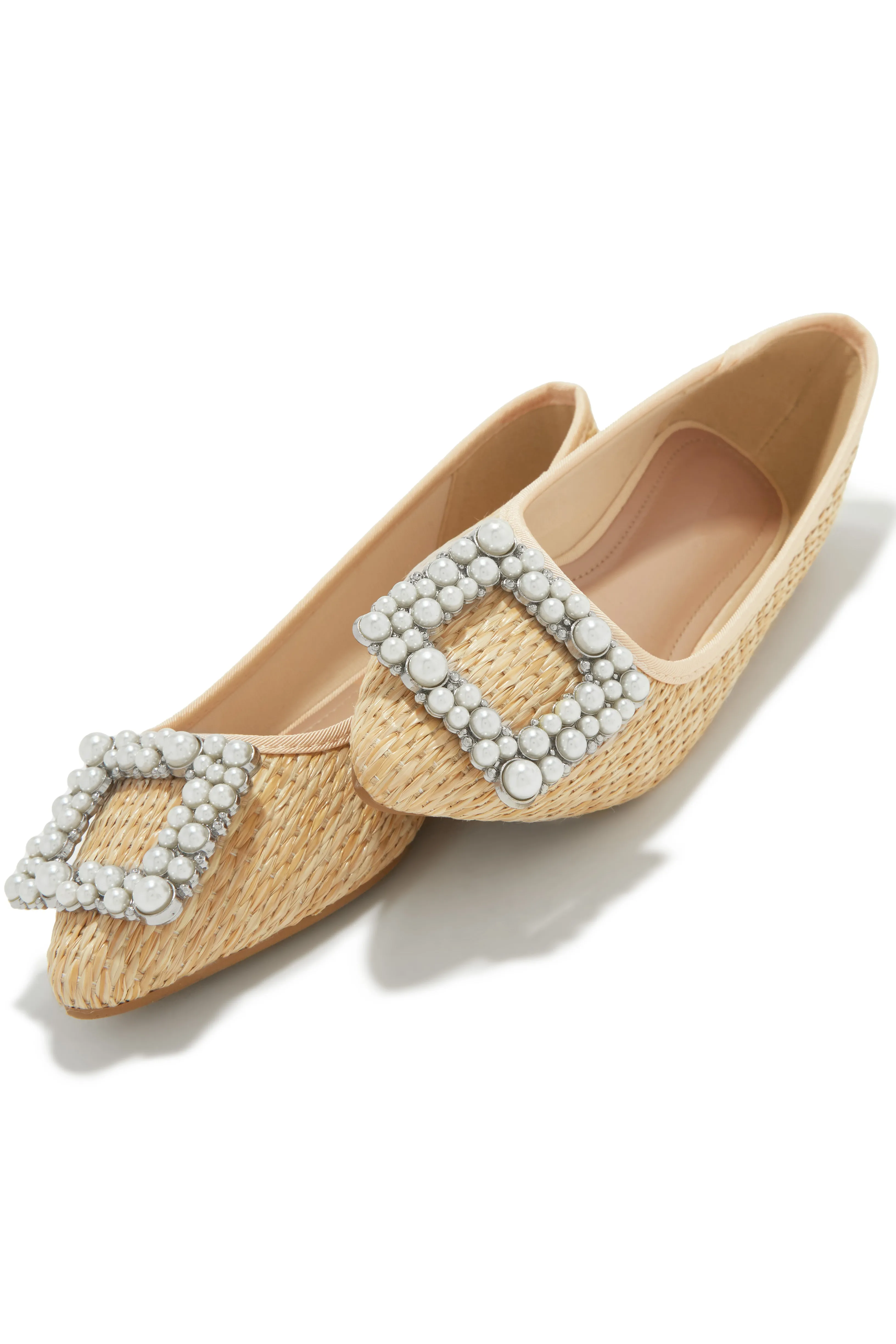 Brynn Faux-Pearl Detailed Flats - Natural