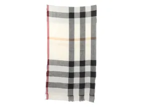 Burberry White, Black, and Red Check Cashmere Shawl