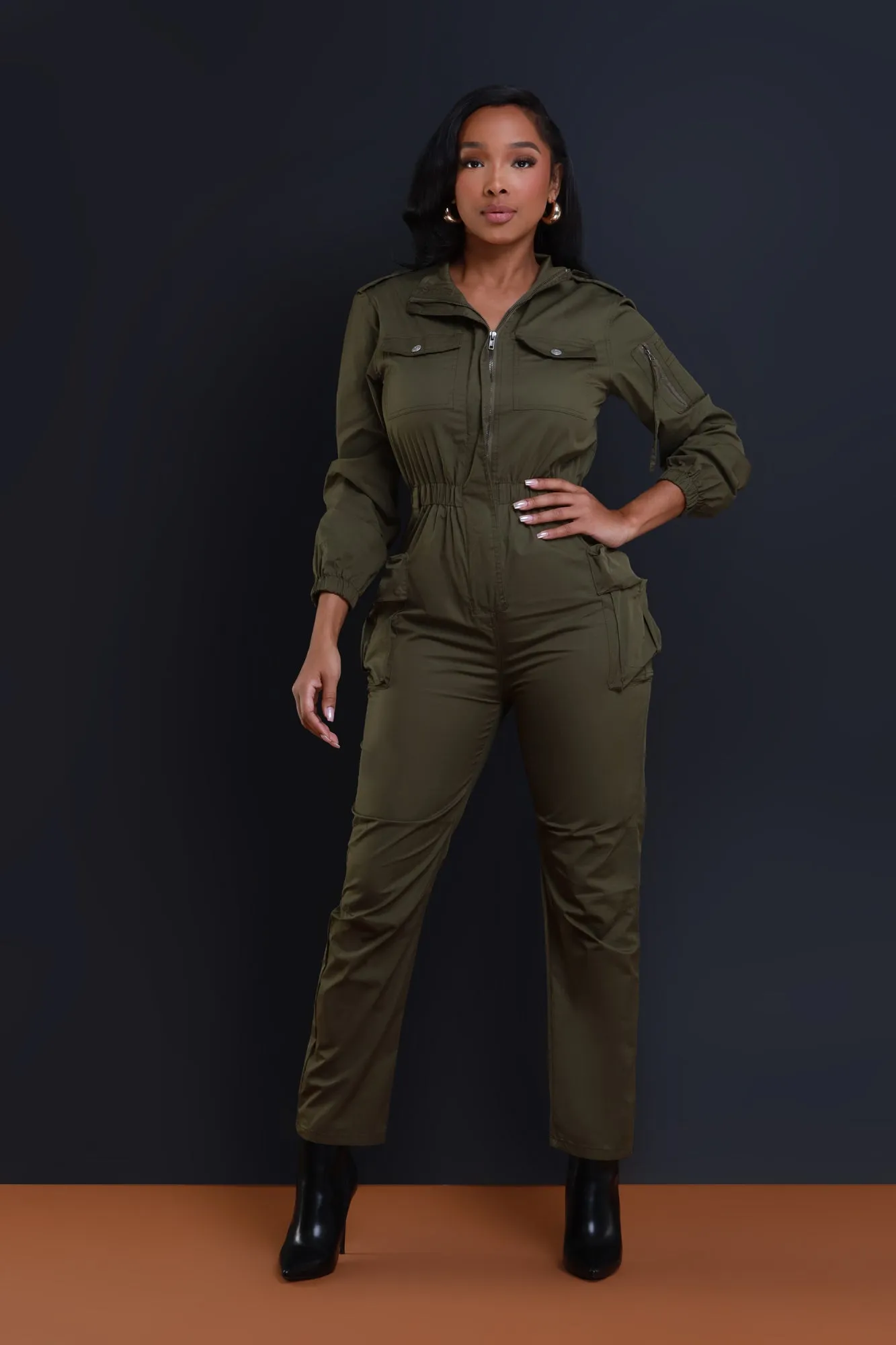 Call Of The Wild Cargo Jumpsuit - Olive