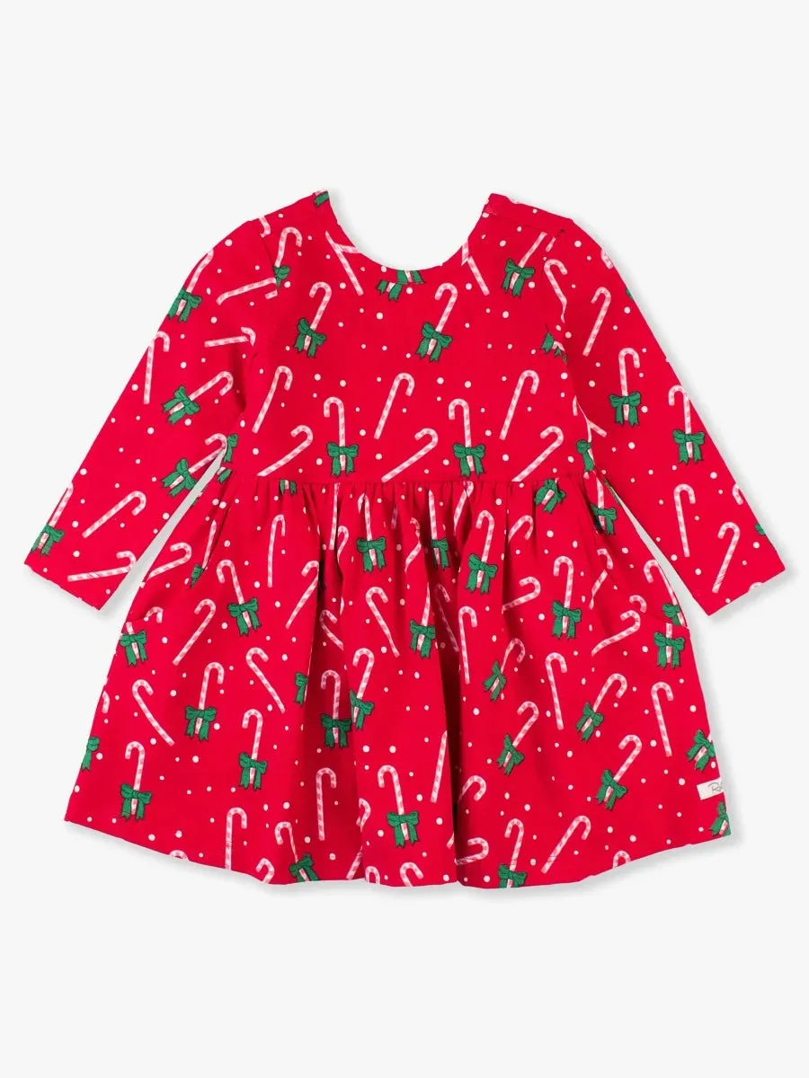 Candy Cane Cutie Knit Long Sleeve Twirl Dress