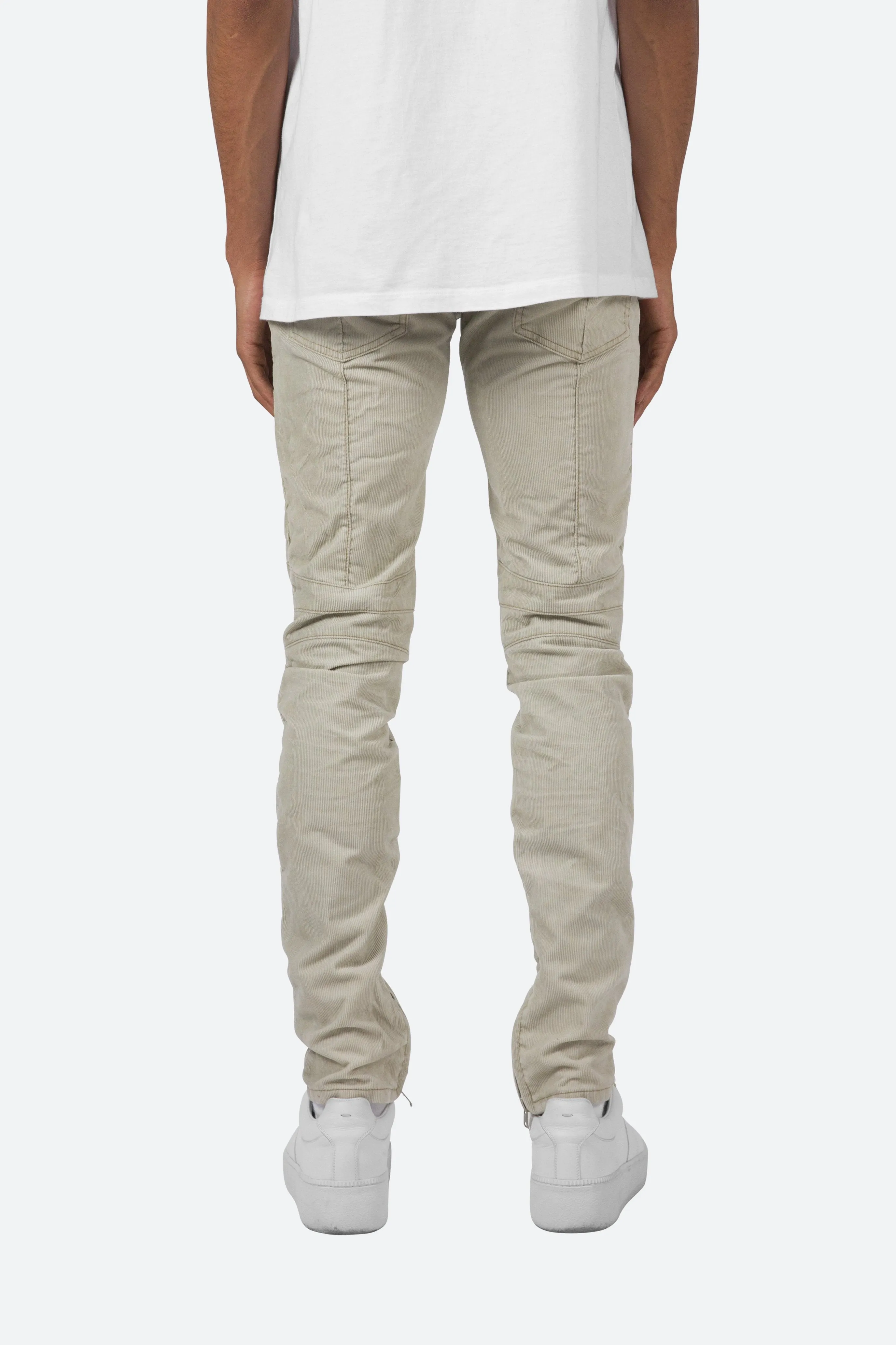 Corduroy Moto Pants - Tan