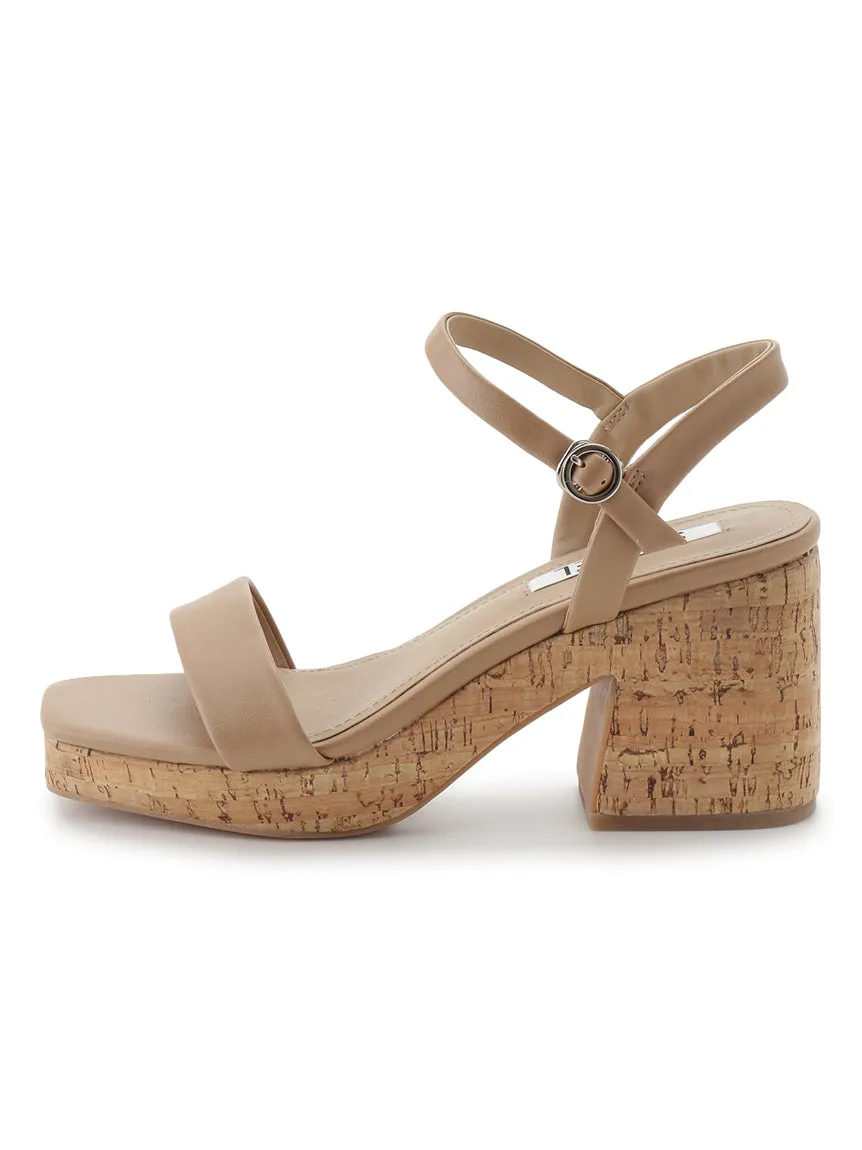 Cork Studded Ankle-Strap Heeled Sandals