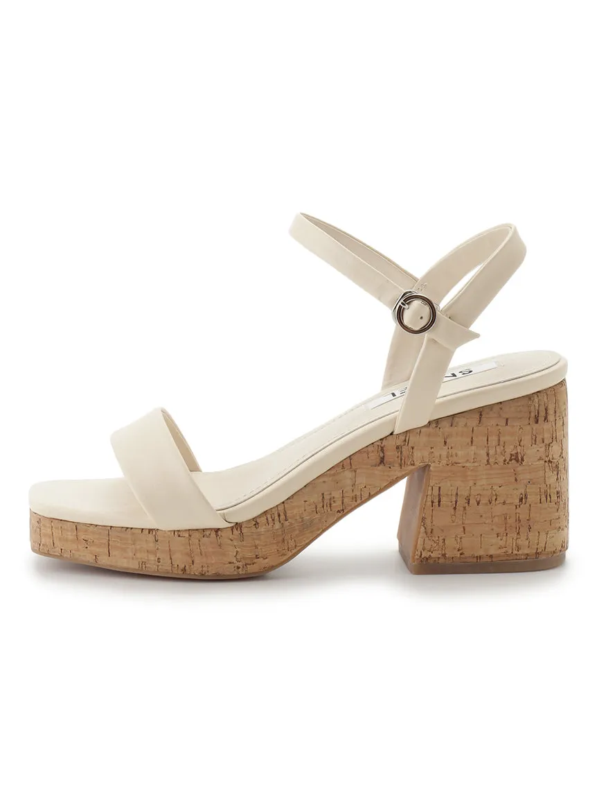 Cork Studded Ankle-Strap Heeled Sandals