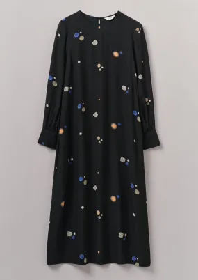 Cosmic Dot Print Column Dress | Black