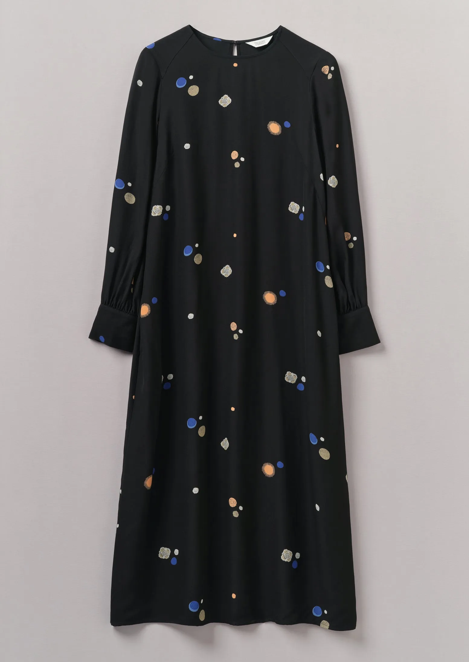 Cosmic Dot Print Column Dress | Black