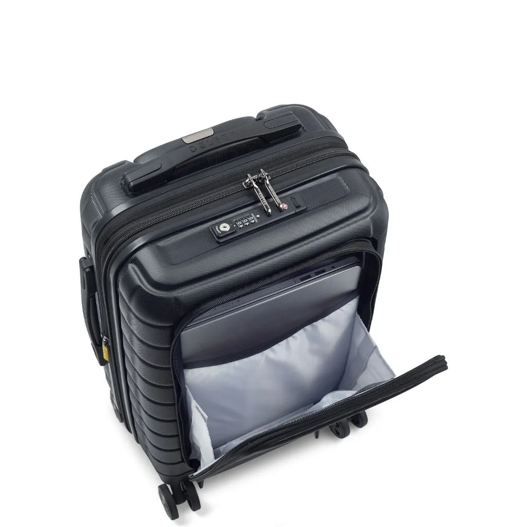 Delsey Shadow 55cm Expandable Carry On Luggage - Black   Laptop Sleeve