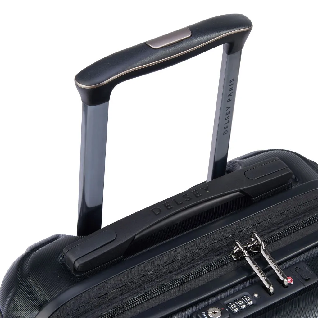 Delsey Shadow 55cm Expandable Carry On Luggage - Black   Laptop Sleeve