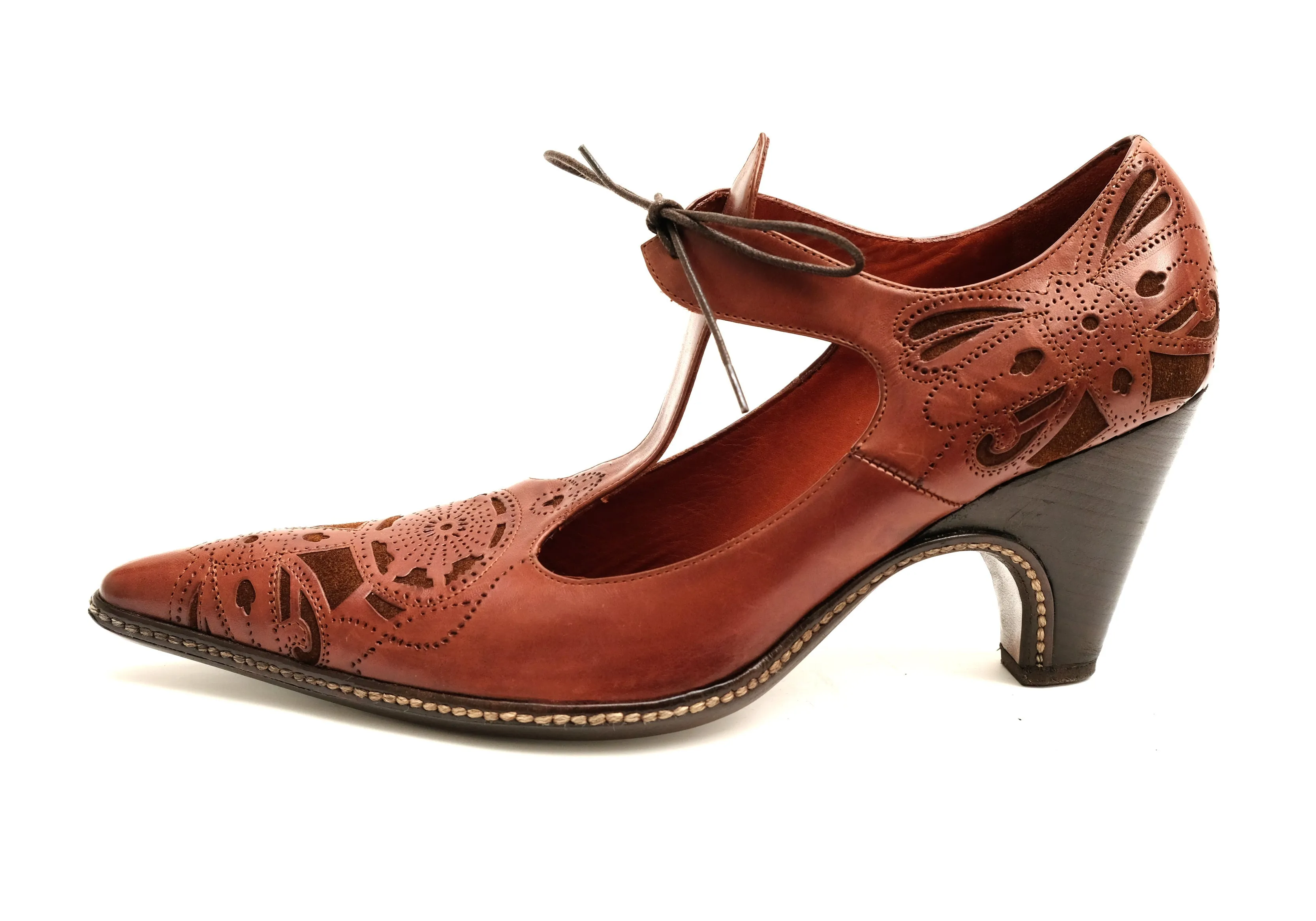 Dries Van Noten Brown Mary Jane Shoes with Suede Details, EU39