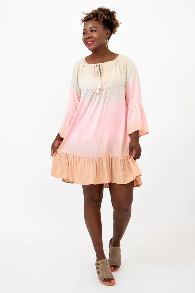 Ellie Dress, Tan Dip-Dye