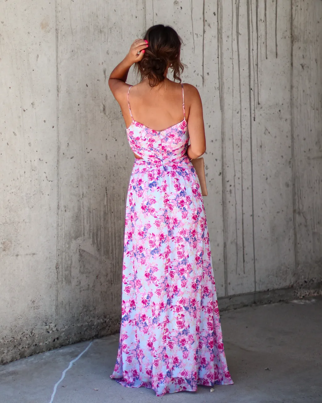 Ever So Sweet Floral Side Cutout Maxi Dress