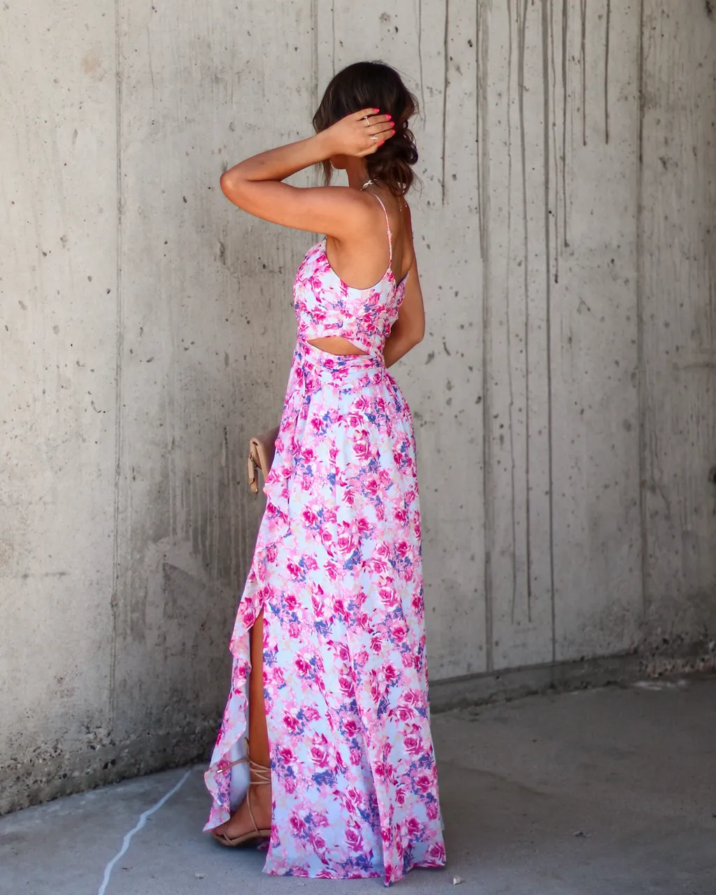 Ever So Sweet Floral Side Cutout Maxi Dress