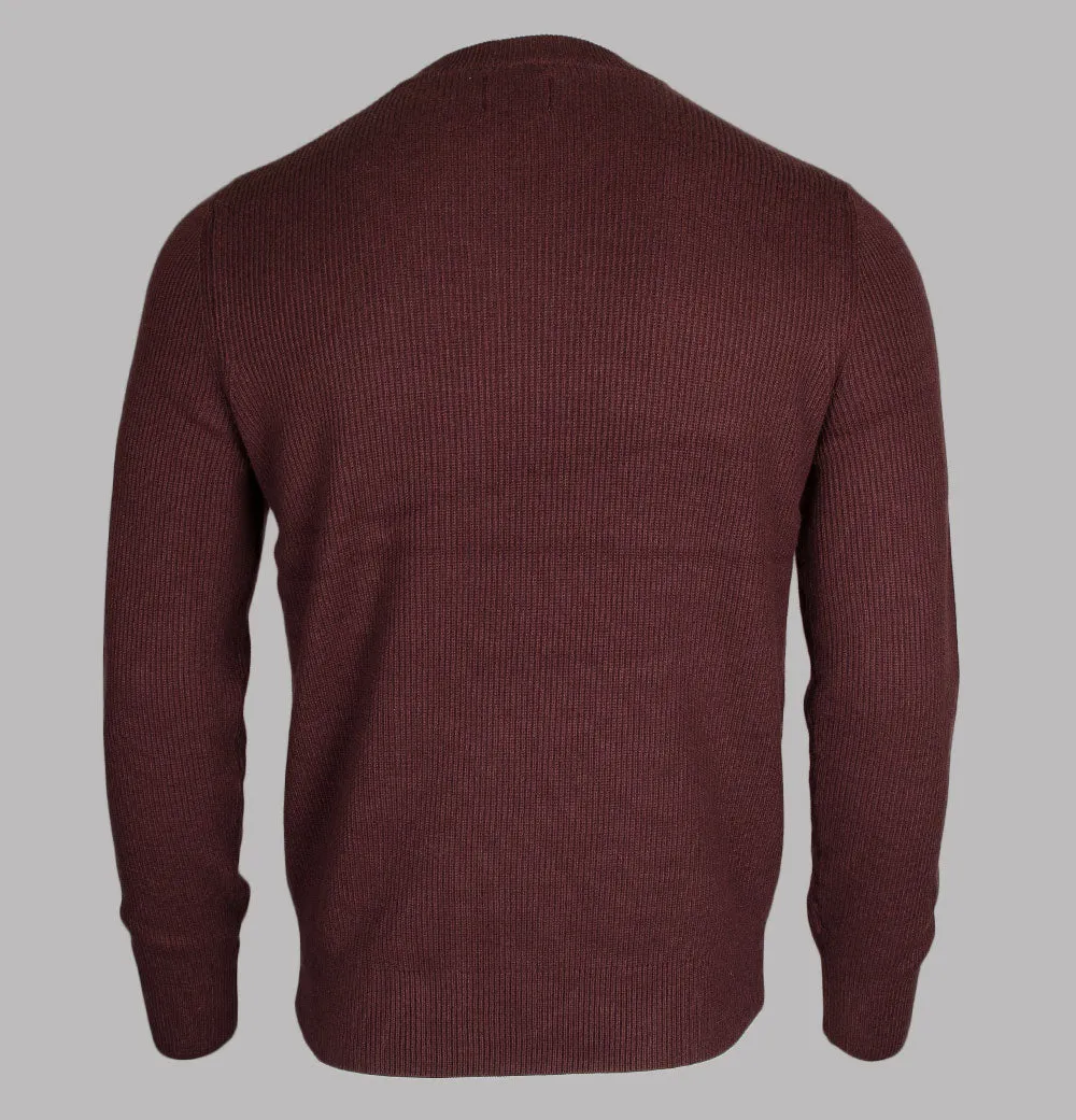 Farah Horace Crew Neck Knit Jumper Burgundy