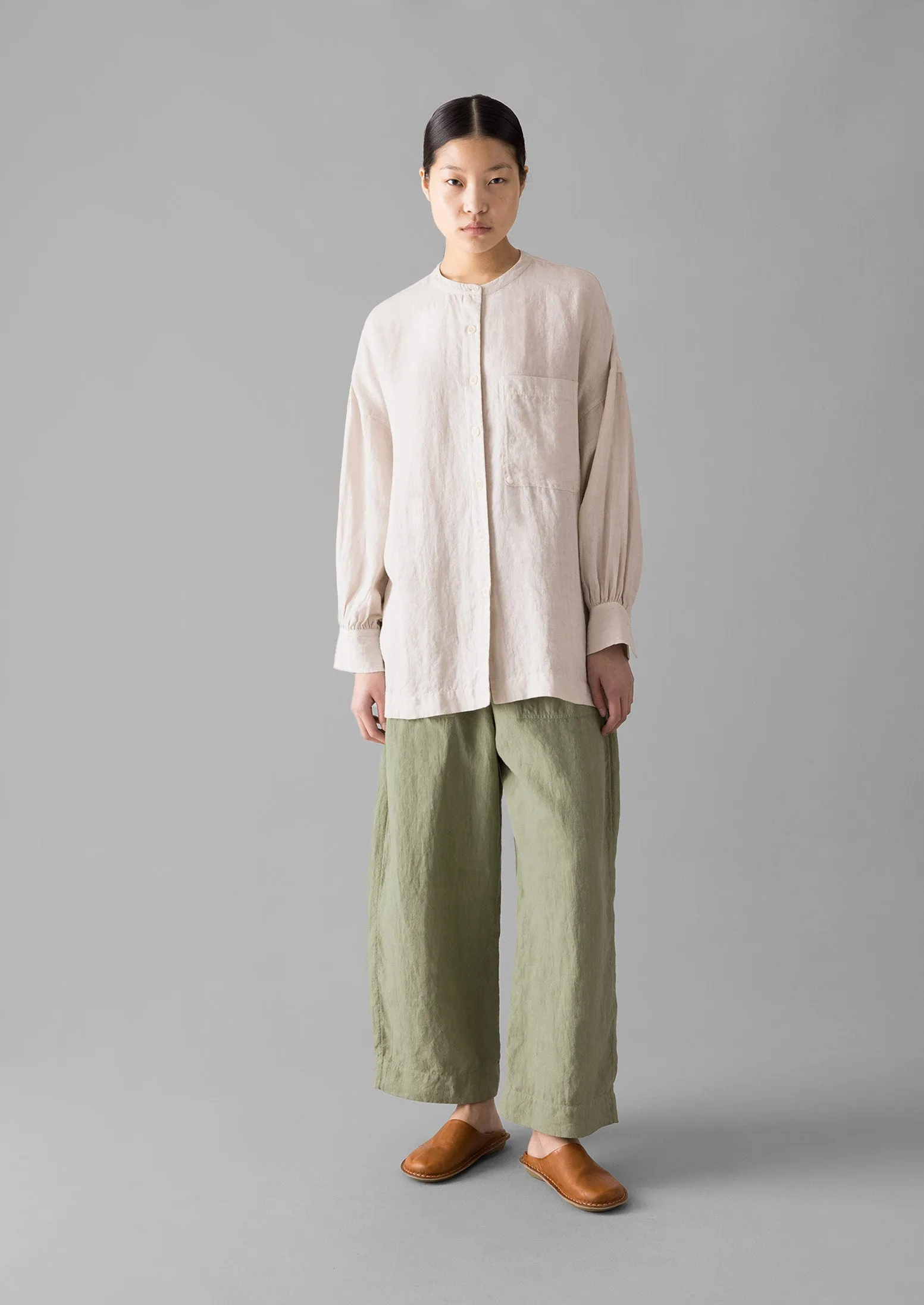 Garment Dyed Linen Oversized Shirt | Stone