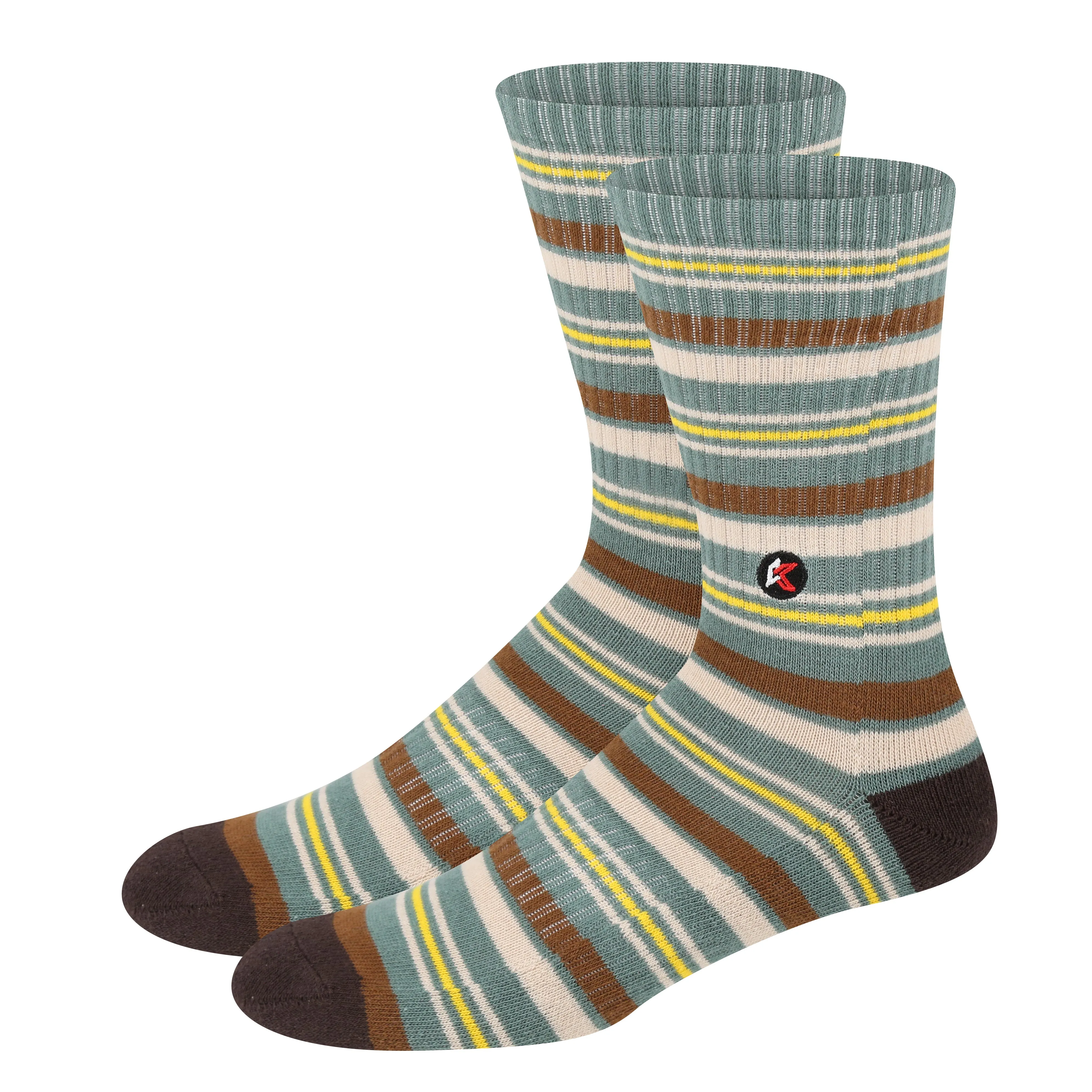 Green Stripe Crew Sock