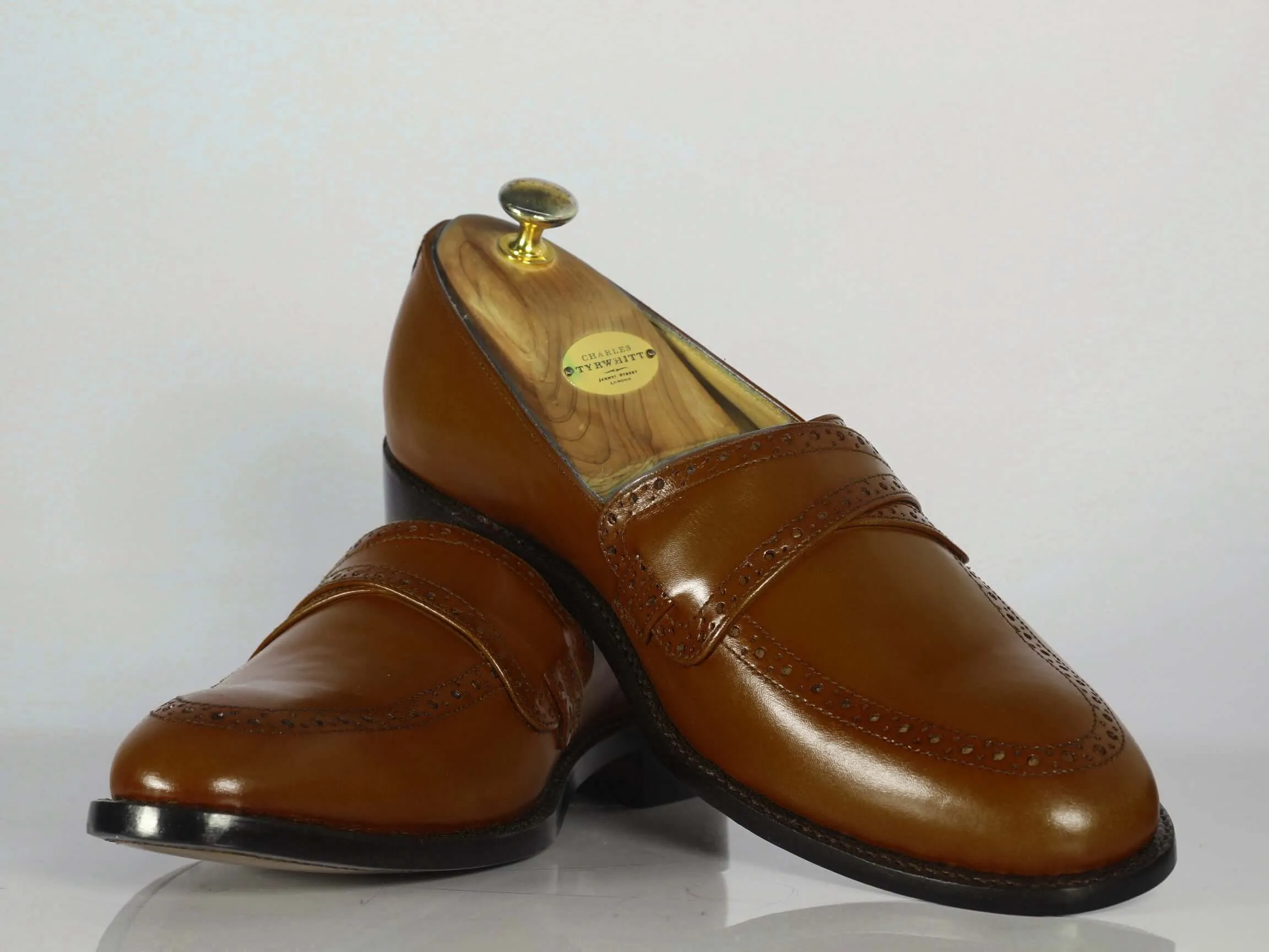 Handmade Men's Brown Shoes, Men Leather Penny Loafers Shoes, Dress Formal Shoes