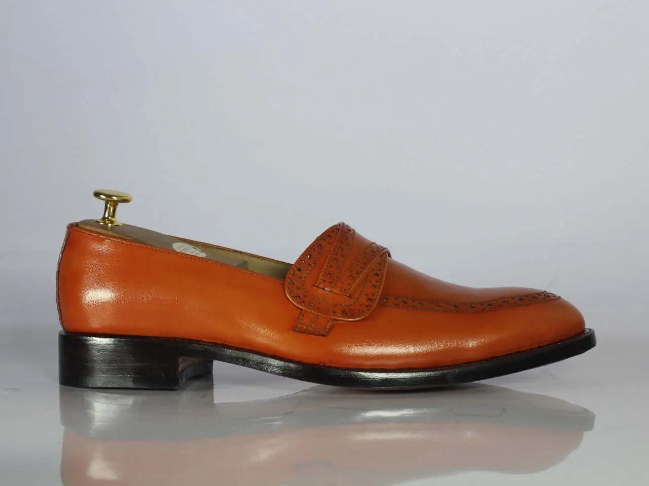 Handmade Men's Tan Shoes, Men Leather Penny Loafers Shoes, Dress Formal Shoes