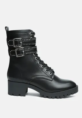 Hudson Studded Combat Ankle Boots