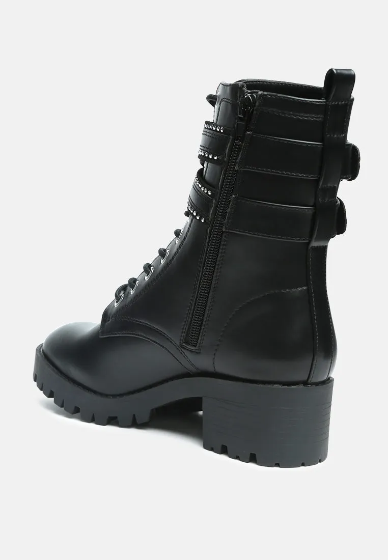 Hudson Studded Combat Ankle Boots