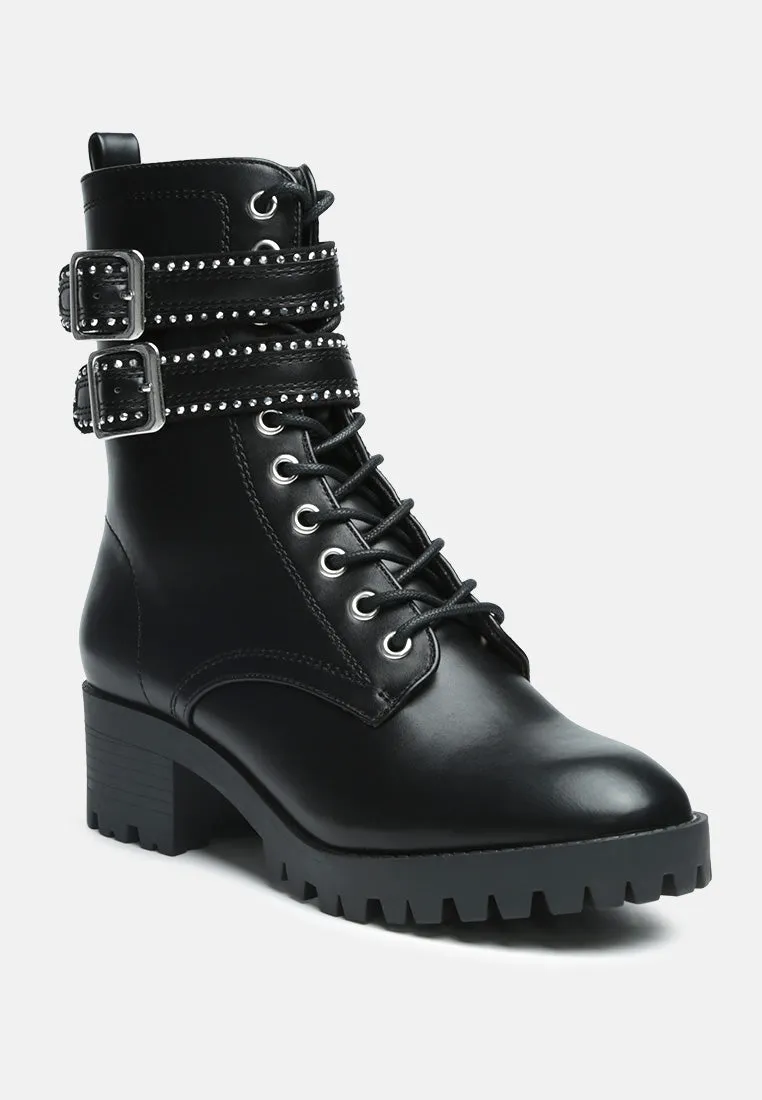 Hudson Studded Combat Ankle Boots