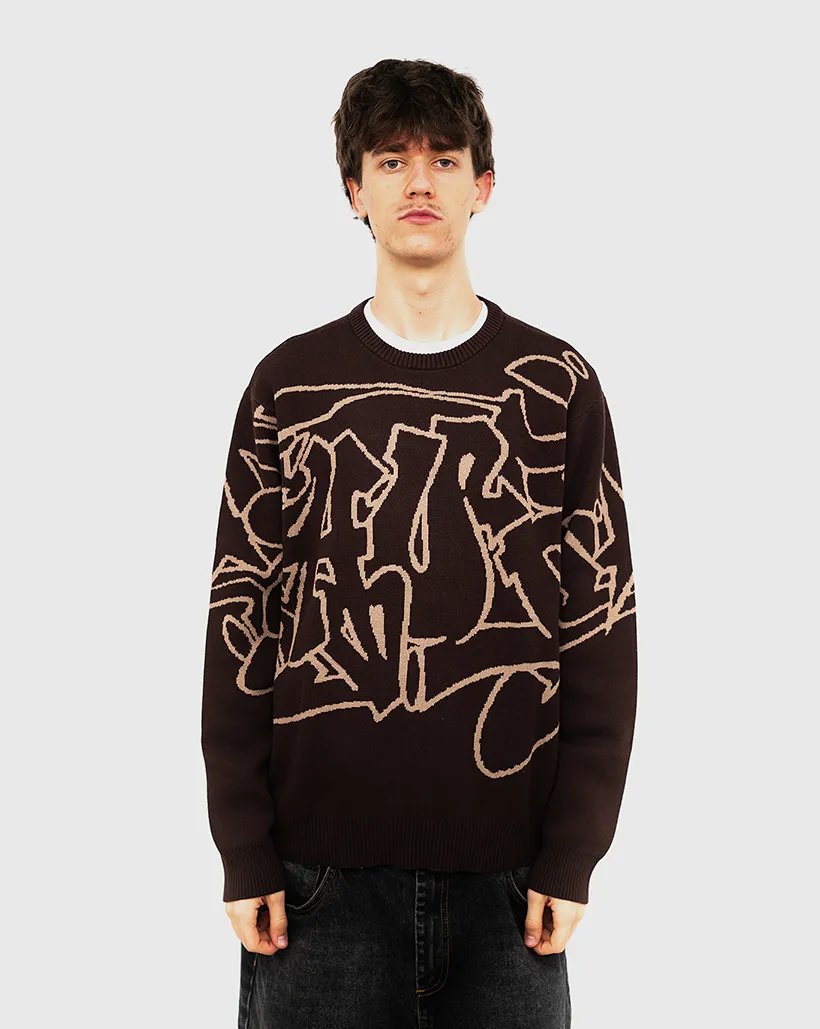 Huf Outlines Crewneck - Espresso