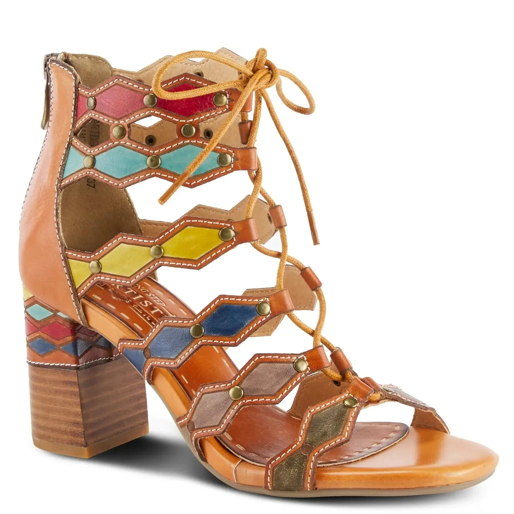 L'ARTISTE ARTDECO SANDALS - CAMEL MULTI LEATHER