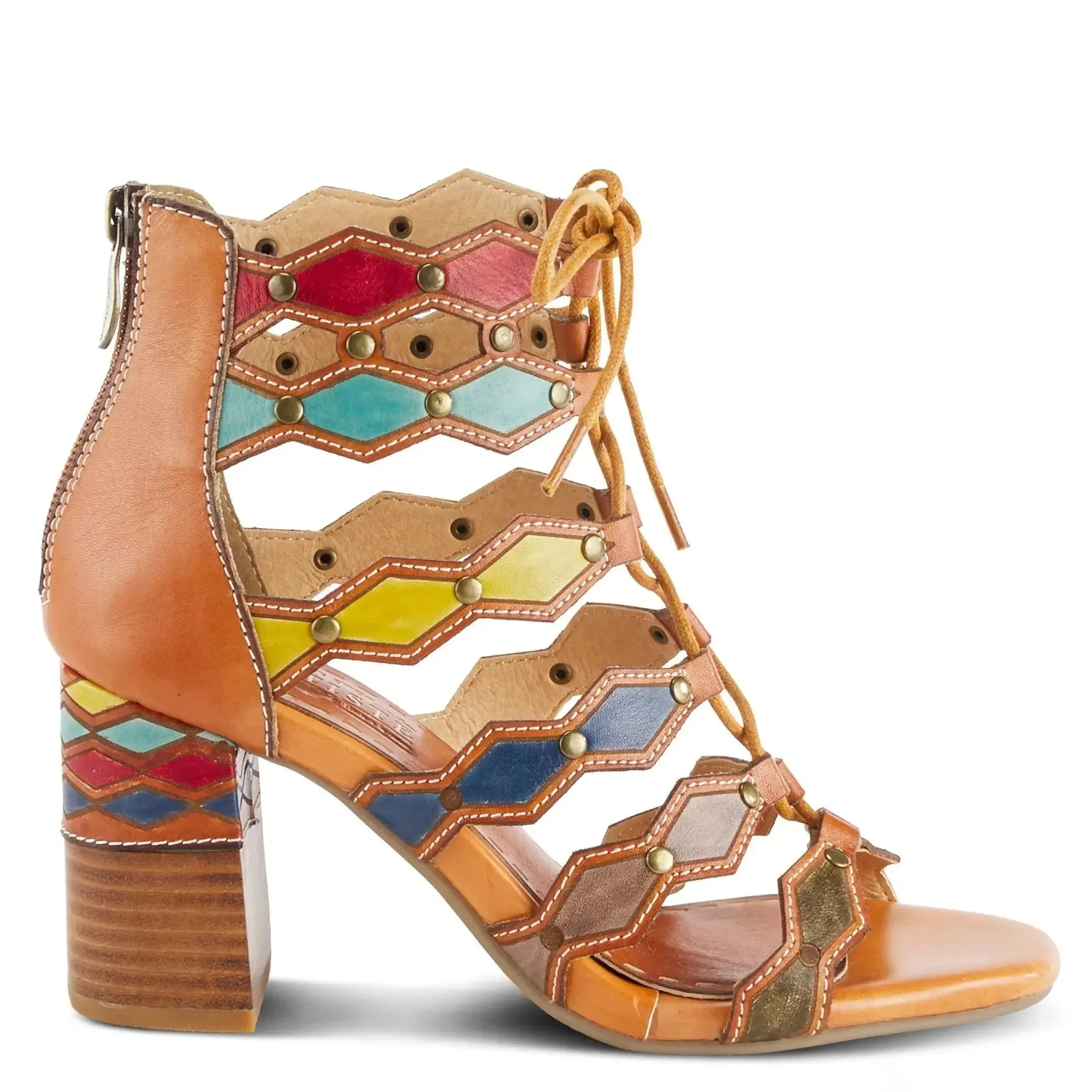 L'ARTISTE ARTDECO SANDALS - CAMEL MULTI LEATHER