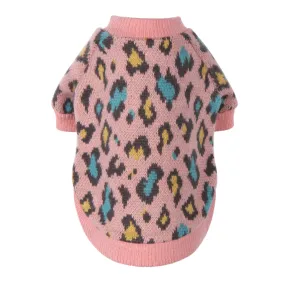 Leopard Pattern Knit Sweater - Pink