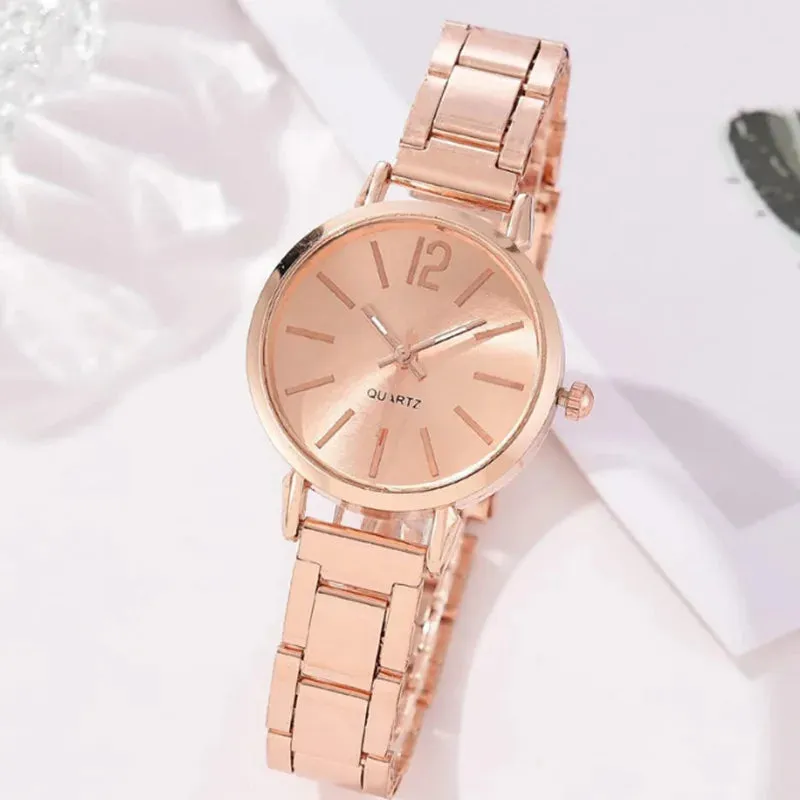 Luxury Watch for Women Simple Round Dial Stainless Fashion Gold Bracelet Quartz Wristwatch Students Ladies Watches Reloj Mujer