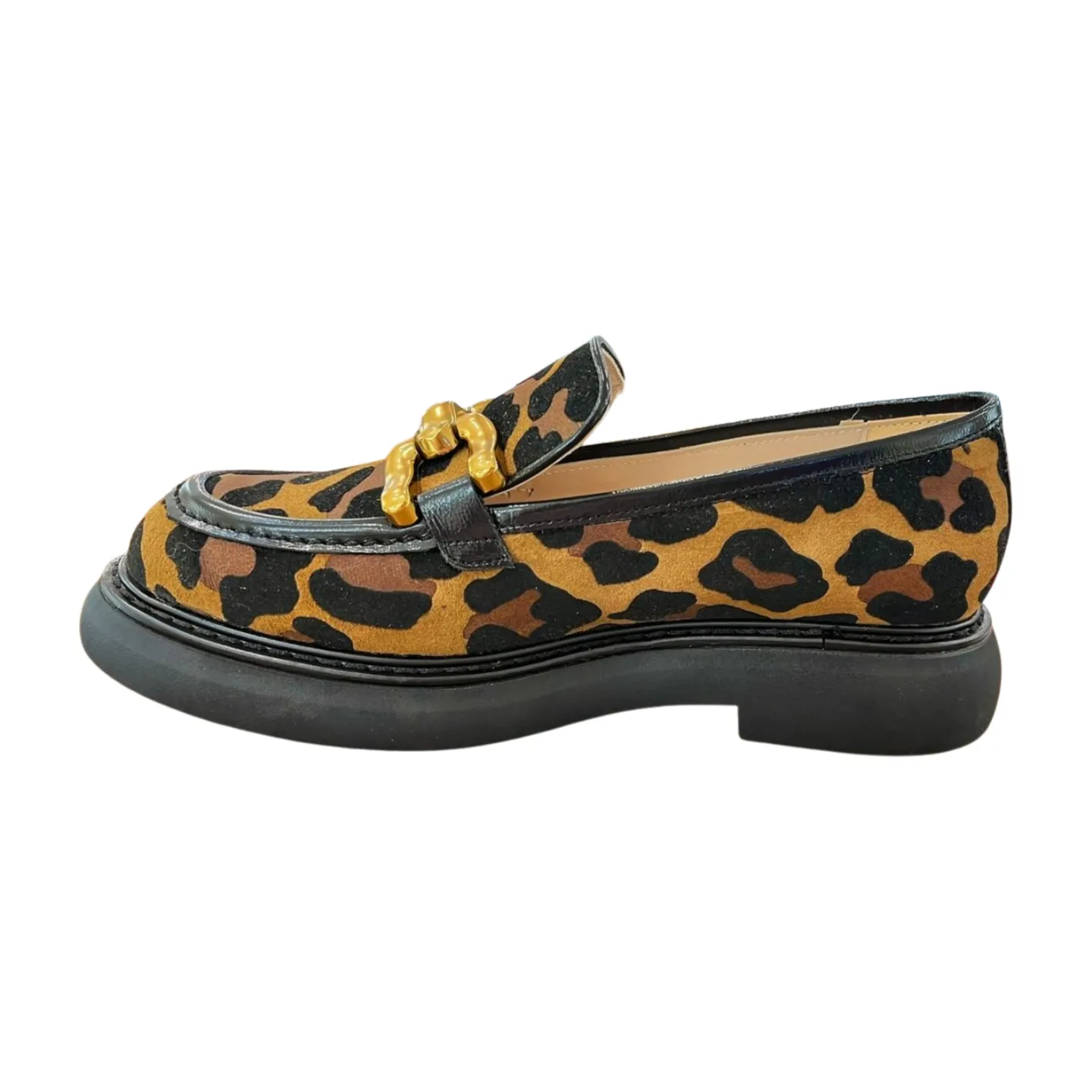 MARIAN Leopard Print Chunky Loafer with Gold Bit Detail