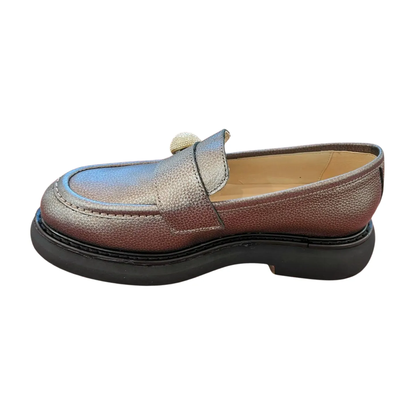 MARIAN Pewter Leather Chunky Loafer with diamante detail