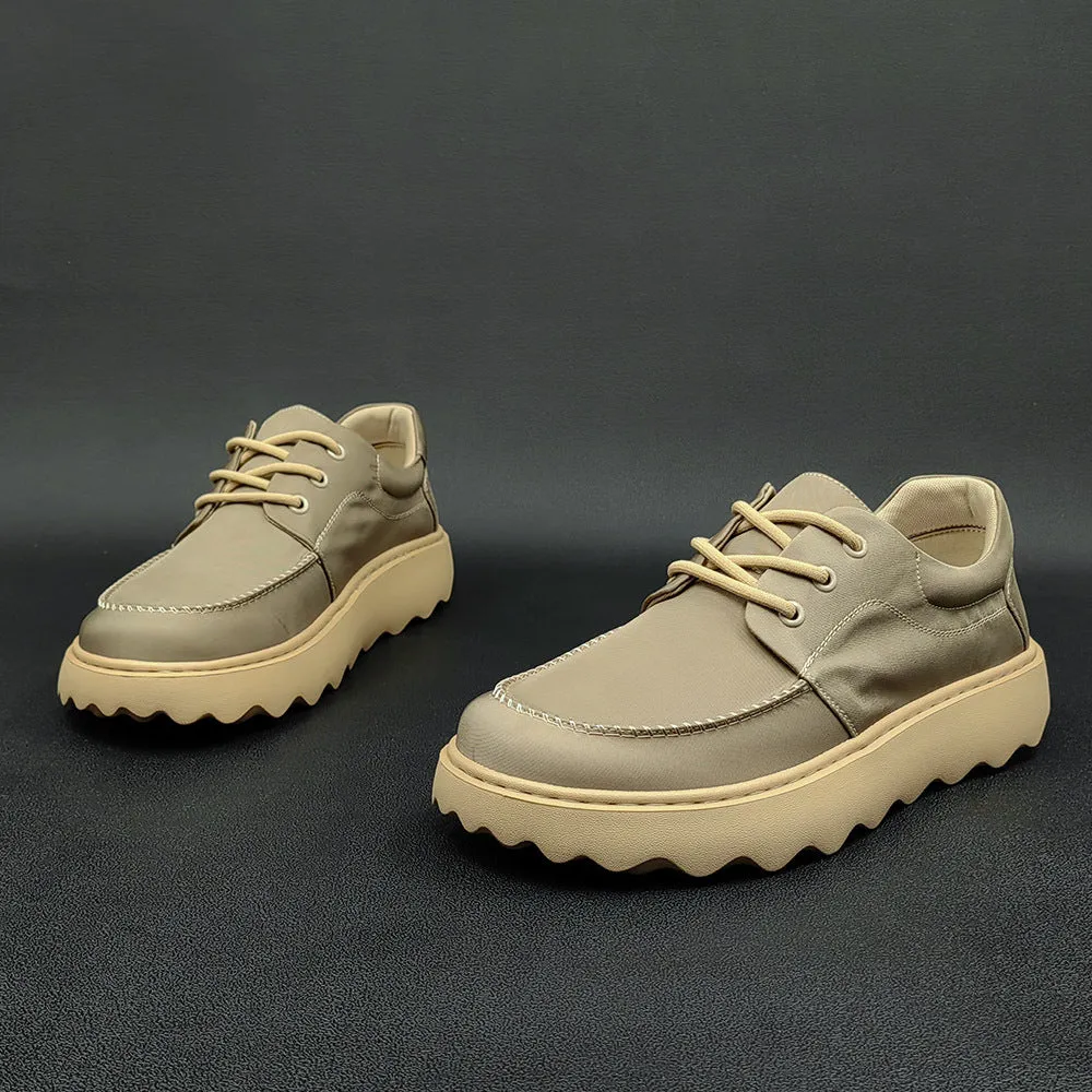 Men Casual Soft Canvas Lug Sole Casual Shoes